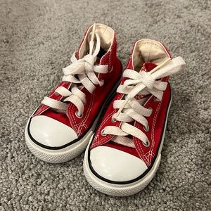Toddler girls size 5- red High top Converse sneakers